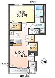 つくばエクスプレス 流山セントラルパーク駅 徒歩17分の賃貸アパート 1階1LDKの間取り