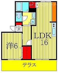 JR常磐線 南柏駅 徒歩13分の賃貸アパート 1階1LDKの間取り