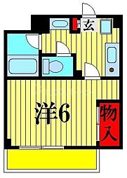 JR常磐線 柏駅 徒歩6分の賃貸マンション 2階1Kの間取り