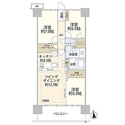 つくばエクスプレス 南流山駅 徒歩14分の賃貸マンション 12階3LDKの間取り