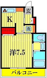 東武野田線 初石駅 徒歩4分の賃貸アパート 1階1Kの間取り