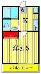 つくばエクスプレス 柏たなか駅 徒歩10分の賃貸アパート 1階1Kの間取り