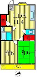 JR常磐線 我孫子駅 徒歩10分の賃貸マンション 2階2LDKの間取り