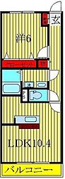 東武野田線 豊四季駅 徒歩2分の賃貸マンション 3階1LDKの間取り