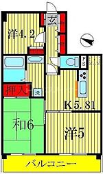 東武野田線 豊四季駅 徒歩20分の賃貸マンション 6階3Kの間取り