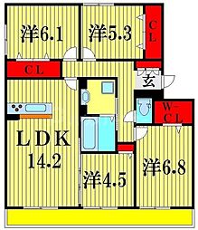 つくばエクスプレス 流山おおたかの森駅 徒歩13分の賃貸アパート 3階4LDKの間取り