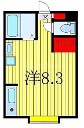 東武野田線 豊四季駅 徒歩5分の賃貸アパート 2階ワンルームの間取り