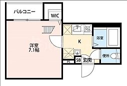 JR常磐線 柏駅 徒歩10分の賃貸アパート 2階1Kの間取り