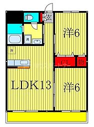 JR常磐線 天王台駅 徒歩21分の賃貸アパート 3階2LDKの間取り