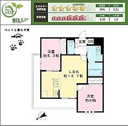 つくばエクスプレス 柏たなか駅 徒歩17分の賃貸アパート 2階2LDKの間取り