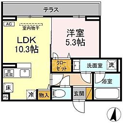 グレイスフルコート雅 1LDKの間取図画像
