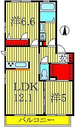 プランドアーバン 2LDKの間取図画像