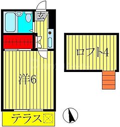 ノーリーズン柏 1Kの間取図画像