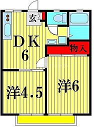 清光ハイツ 2DKの間取図画像