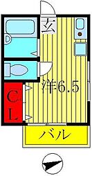 後藤ハイツ ワンルームの間取図画像