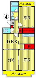 パールメゾン柏 3DKの間取図画像