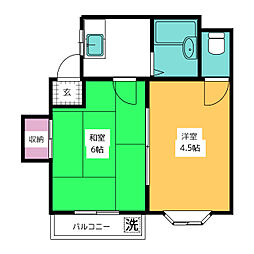 メゾンヒカリ 3階2Kの間取り