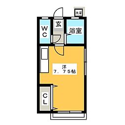 第4小野荘 2階ワンルームの間取り