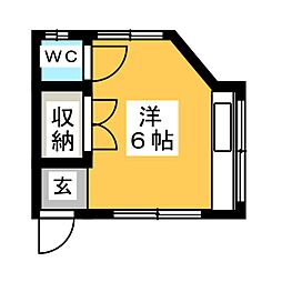 栄荘 2階ワンルームの間取り