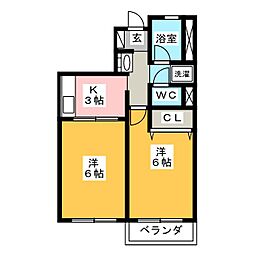 アビタシオン桜台 3階2Kの間取り