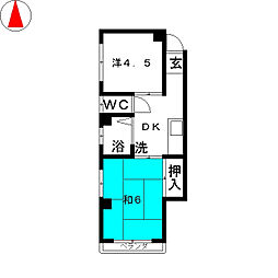 間宮ビル 3階2Kの間取り