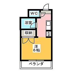ポナール 2階1Kの間取り