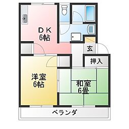 豊玉マンション 2DKの間取図画像
