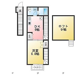メルヴェーユ 1DKの間取図画像
