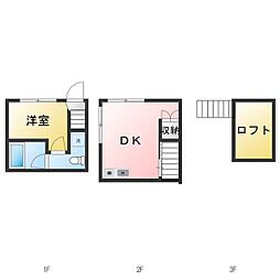 スズキハイム 1DKの間取図画像