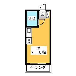 久保田コーポ ワンルームの間取図画像