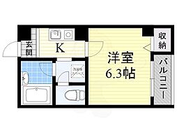 JR大阪環状線 桜ノ宮駅 徒歩9分の賃貸マンション 2階1Kの間取り