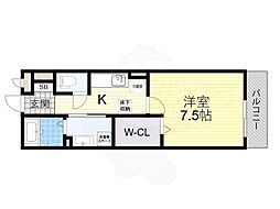 Osaka Metro今里筋線 清水駅 徒歩3分の賃貸アパート 2階1Kの間取り