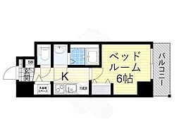 おおさか東線 城北公園通駅 徒歩6分の賃貸マンション 4階1Kの間取り