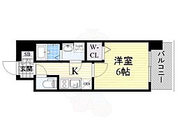 京阪本線 京橋駅 徒歩4分の賃貸マンション 9階1Kの間取り