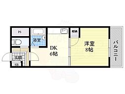 雅叙園ハイツ 5階1DKの間取り