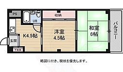 Osaka Metro今里筋線 清水駅 徒歩6分の賃貸マンション 3階2DKの間取り