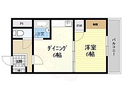 雅叙園ハイツ 7階1DKの間取り