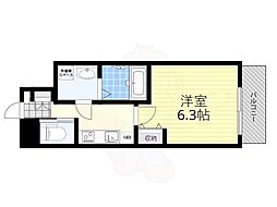 おおさか東線 城北公園通駅 徒歩6分の賃貸マンション 2階1Kの間取り