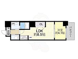 JR大阪環状線 桜ノ宮駅 徒歩10分の賃貸マンション 6階1LDKの間取り