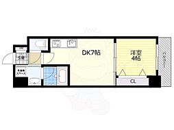 Osaka Metro長堀鶴見緑地線 京橋駅 徒歩2分の賃貸マンション 7階1DKの間取り