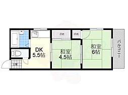 メゾン和光 4階2DKの間取り