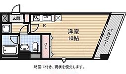 シャトーアスティナ京橋ラルゴ 5階ワンルームの間取り