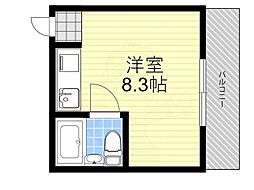 旭ヒカルビル ワンルームの間取図画像