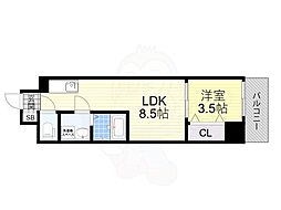コートエスト都島 1LDKの間取図画像