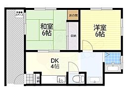 リフレッシュ相川 2DKの間取図画像