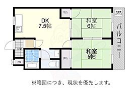 関目ハイツ 2DKの間取図画像