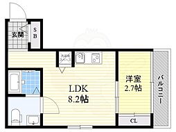 Gradito千林大宮 1LDKの間取図画像