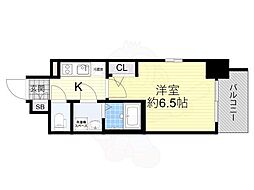 エスリード大阪京橋FLORAISON 1Kの間取図画像