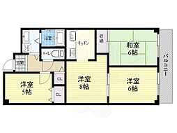 エクセレント高殿 3LDKの間取図画像