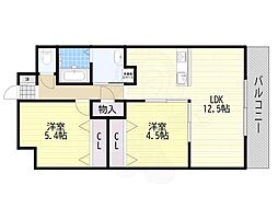 大阪市都島区都島本通4丁目マンション 2LDKの間取図画像